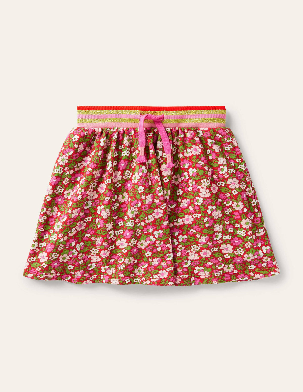 Cosy Twirly Sweatshirt Skirt-Rockabilly Red Vintage Floral - Image 1