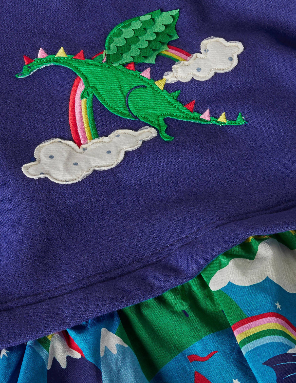 Kleid mit Applikationen und Mustermix-Bunt, Drachen/Himmel-3