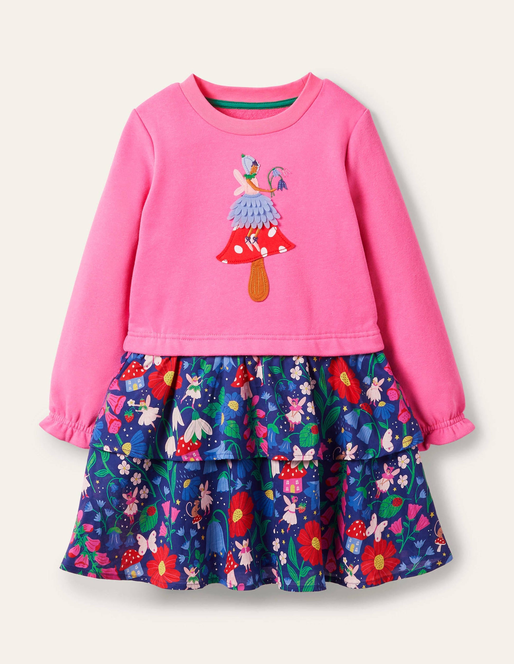 Kleid mit Applikationen und Mustermix-Segelblau, Waldfeen-1