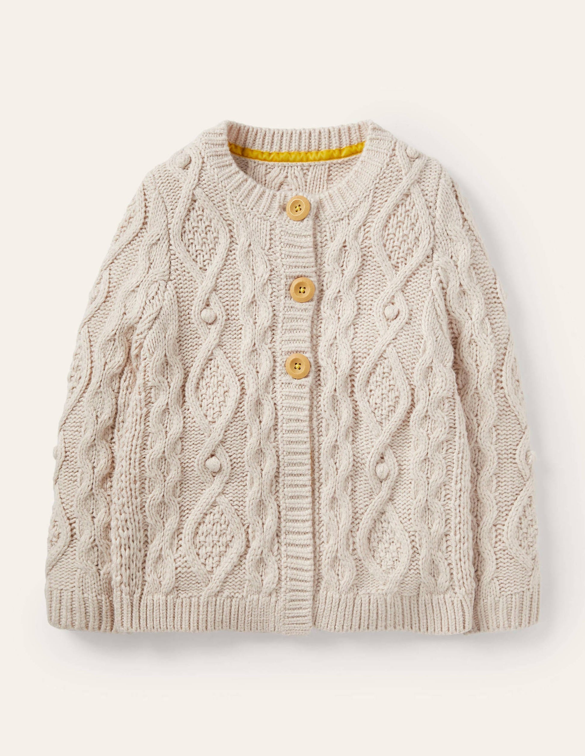 Cardigan mit Zopfstrickmuster-Ecru-1