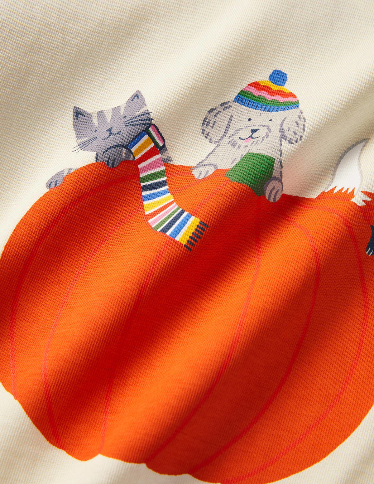 Mustermix-T-Shirt mit Tiermotiv-Bunt/Naturweiß, Gestreift/Kürbis-3