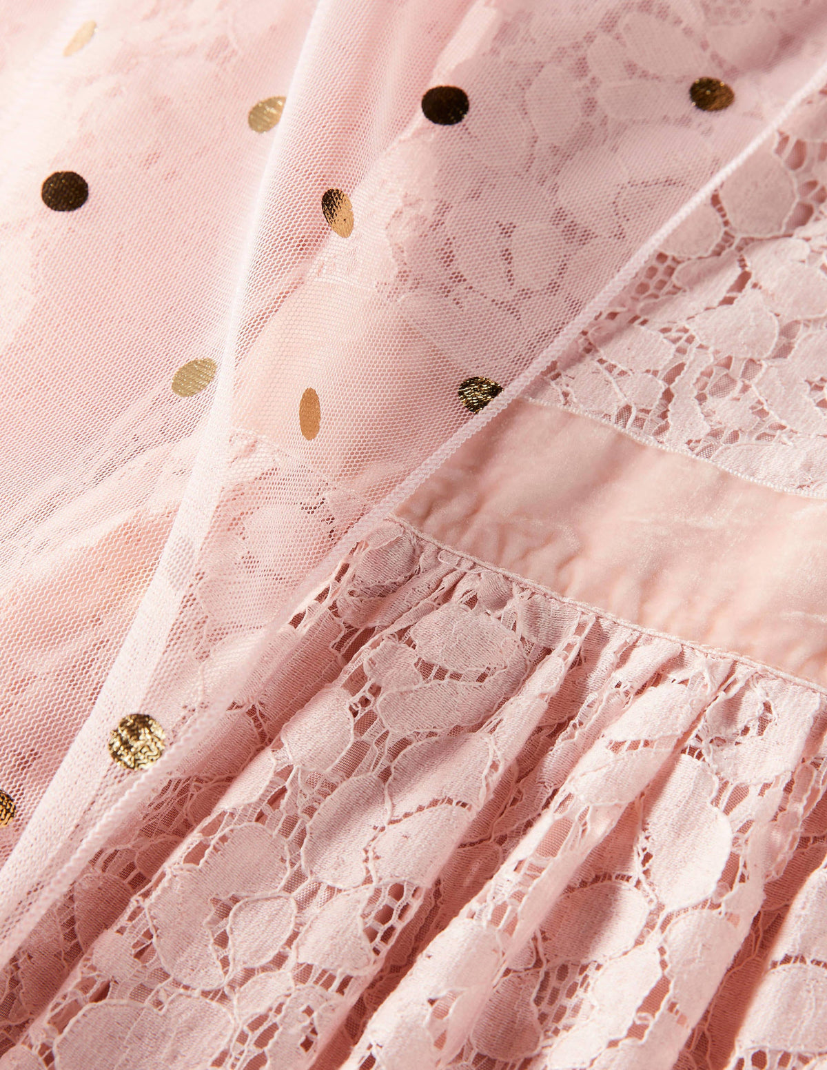 Kleid mit Spitzencape-Provenzalisches Rosa/Gold, Folientupfen-3