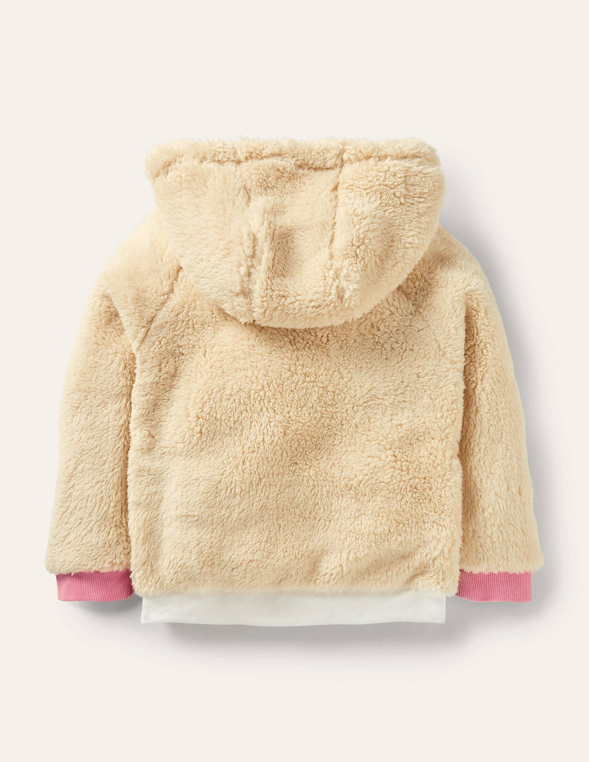 Borg-Hoodie mit Applikation-Beige, Rehe - Image 2