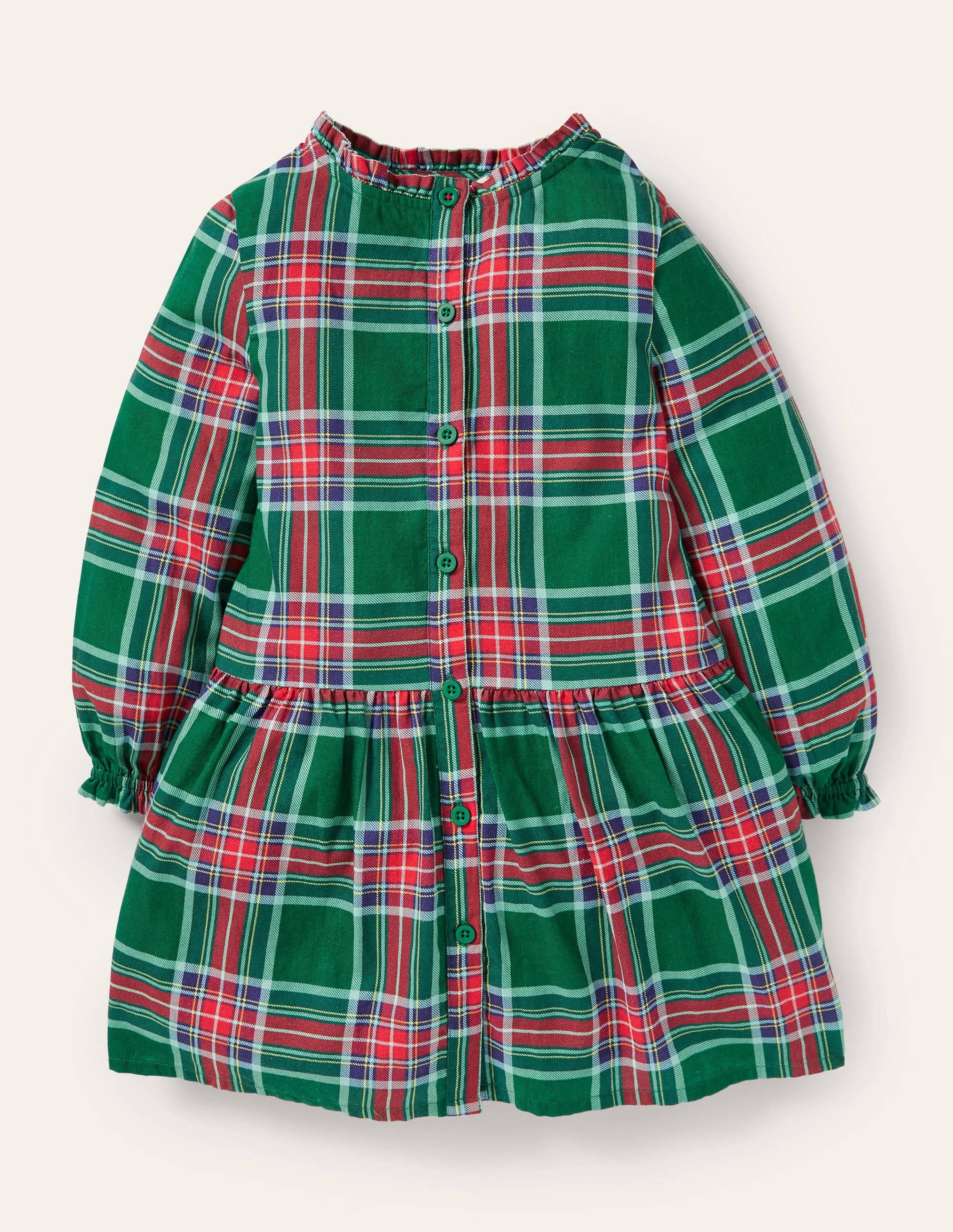 Robe tissée décontractée à carreaux-Carreaux vert forêt - Image 1