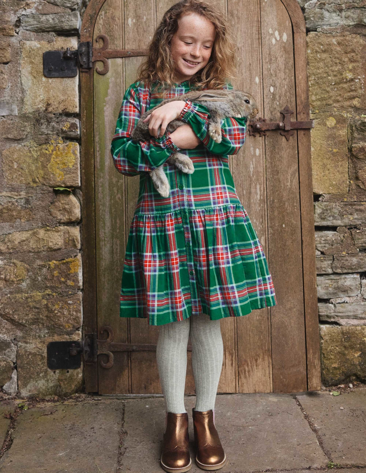 Robe tissée décontractée à carreaux-Carreaux vert forêt - Image 4