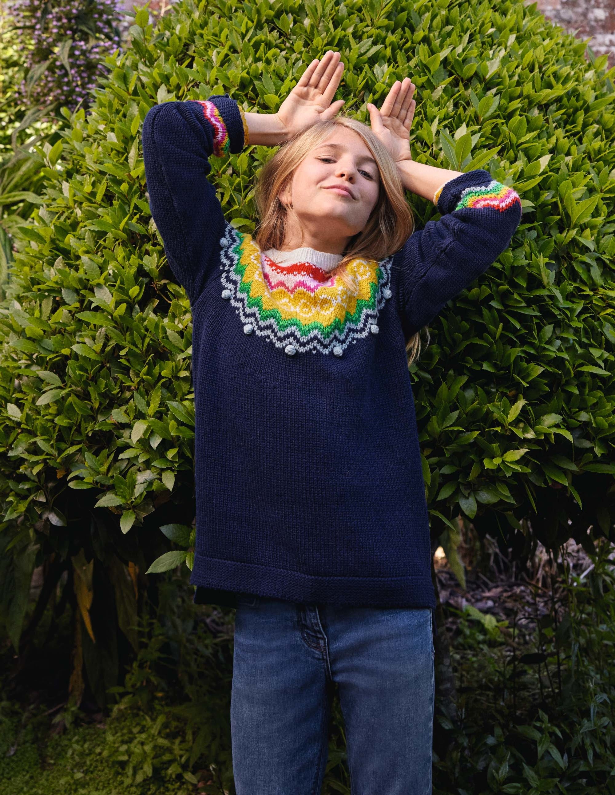 Pull cosy à motif jacquard-Bleu tribord - Image 3