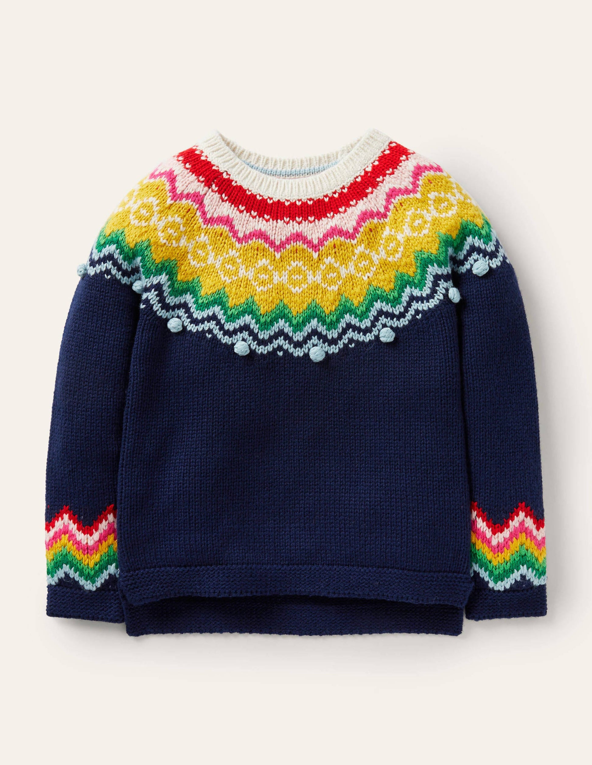 Pull cosy à motif jacquard-Bleu tribord-1