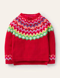 Gemütlicher Fair-Isle-Pullover-Rockabilly-Rot