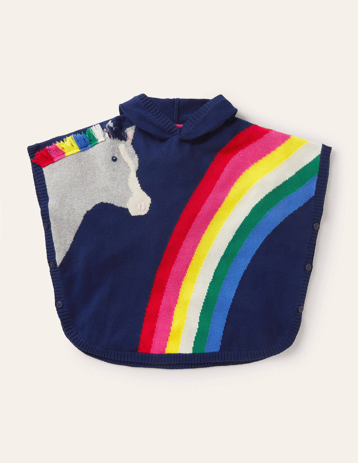 Gestrickter Pferd-Poncho-Segelblau, Regenbogen - Image 1