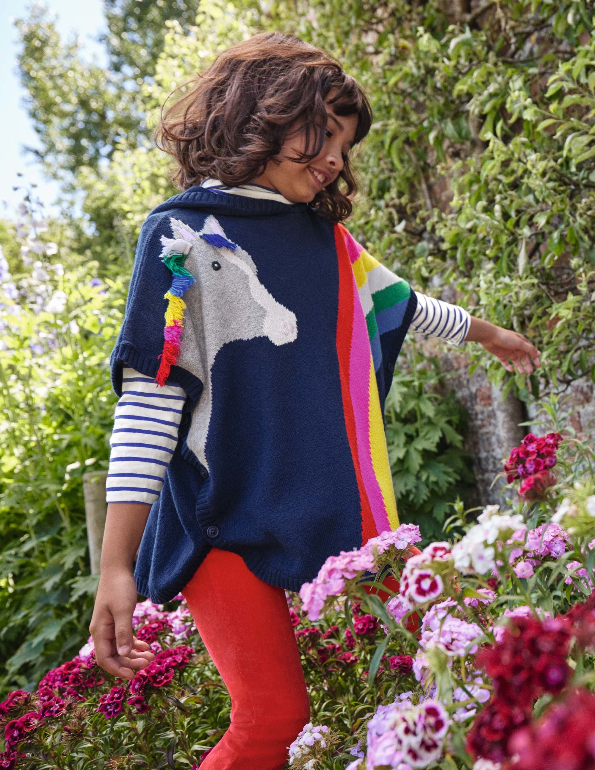 Gestrickter Pferd-Poncho-Segelblau, Regenbogen - Image 4