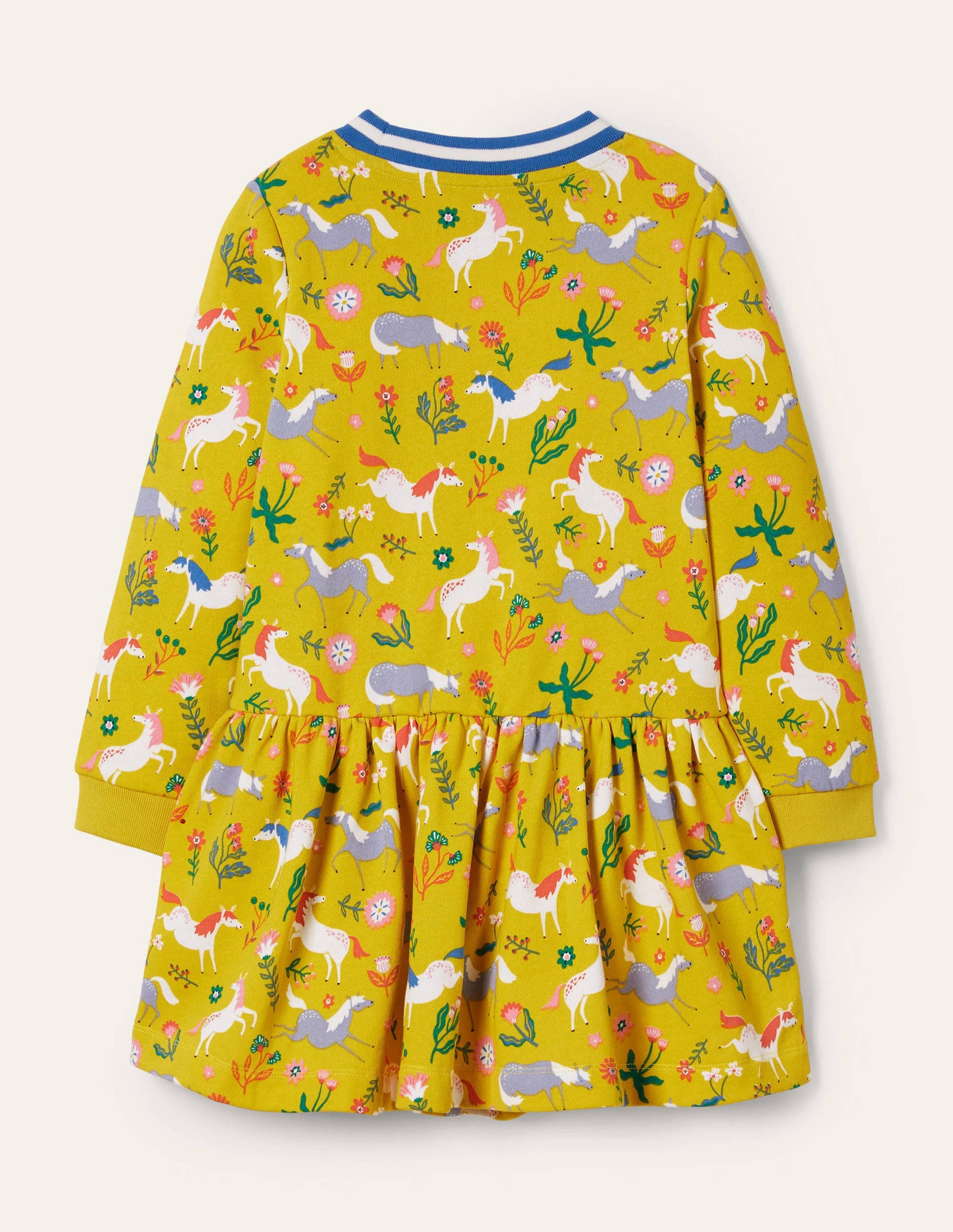 Gemütliches Sweatshirt-Kleid mit Muster-Maisgelb, Ponys-2