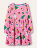 Fröhliches Jerseykleid mit langen Ärmeln-Blütenrosa, Festliche Freunde