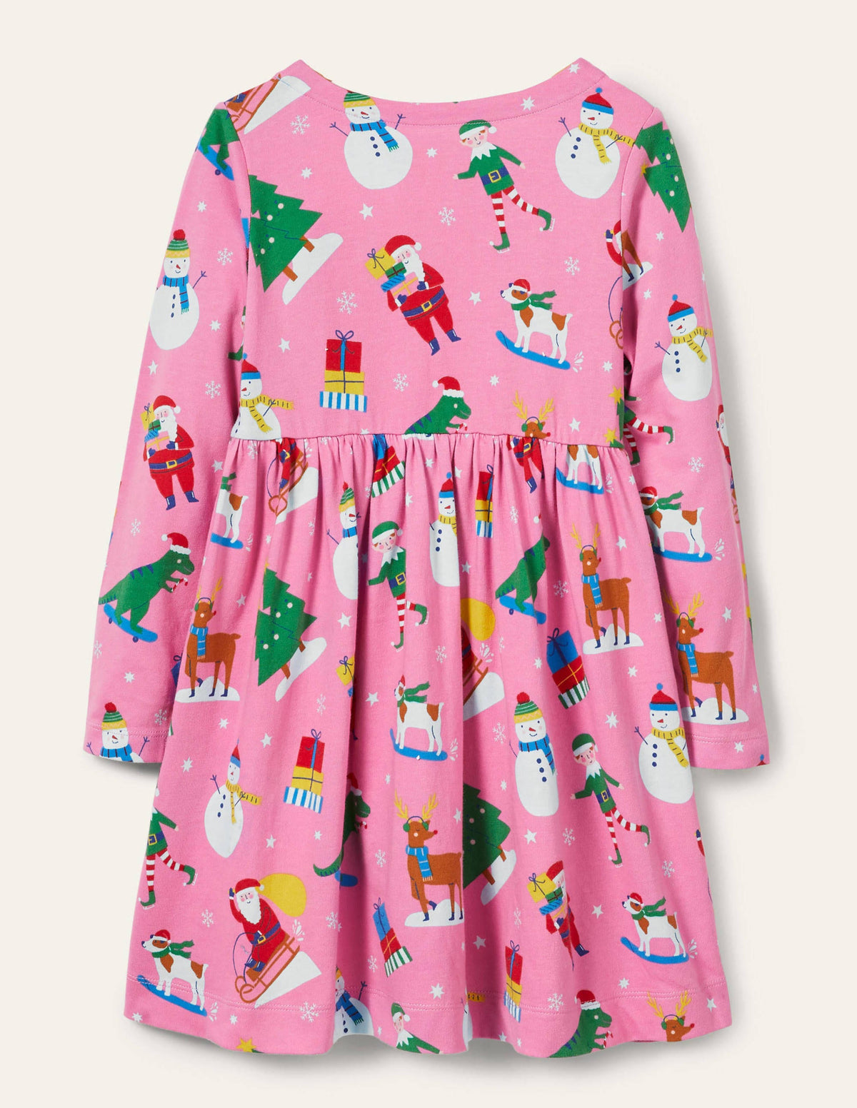 Fröhliches Jerseykleid mit langen Ärmeln-Blütenrosa, Festliche Freunde - Image 2