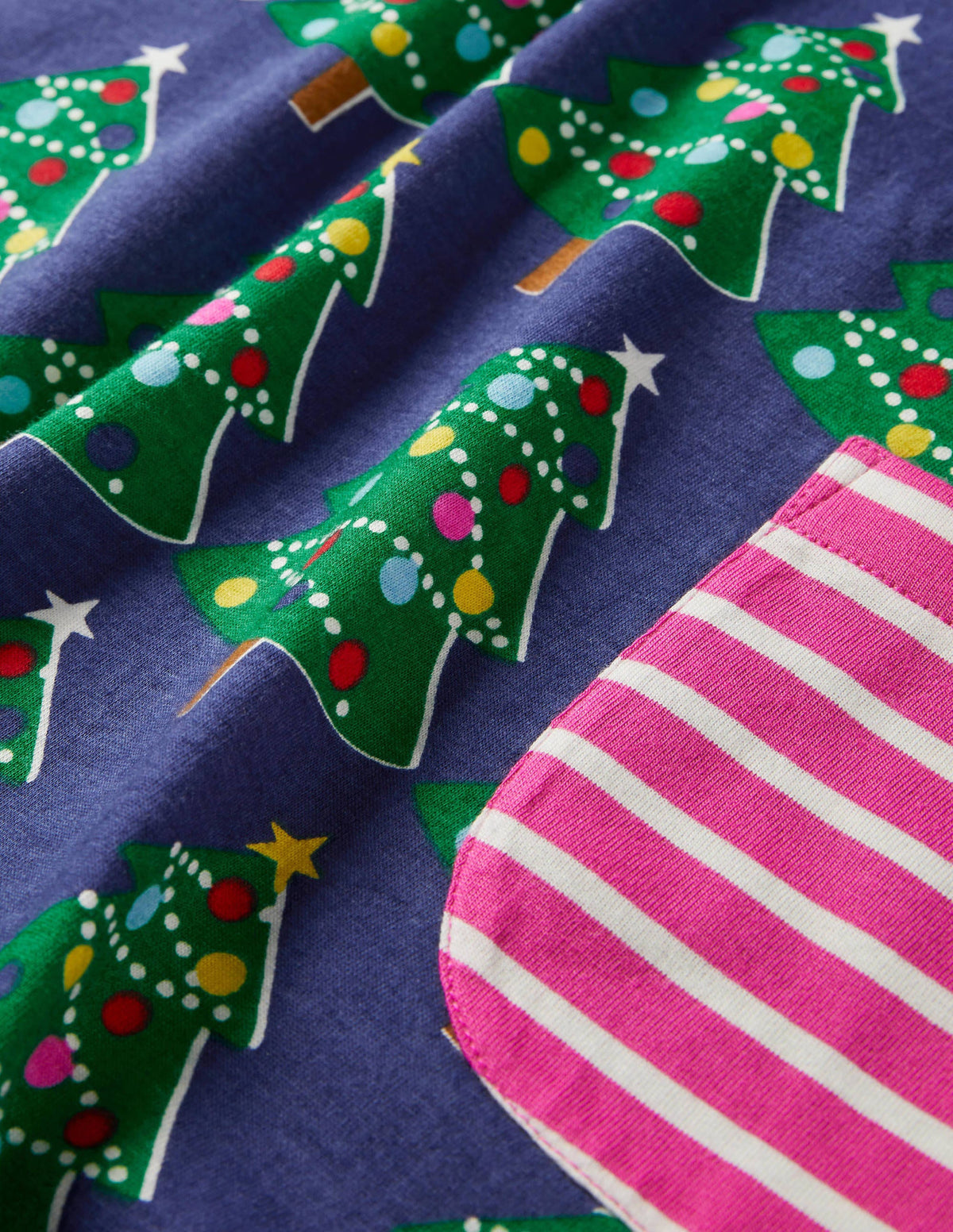 Gemusterte Jersey-Tunika mit Taschen-Segelblau, Weihnachtsbäume-3