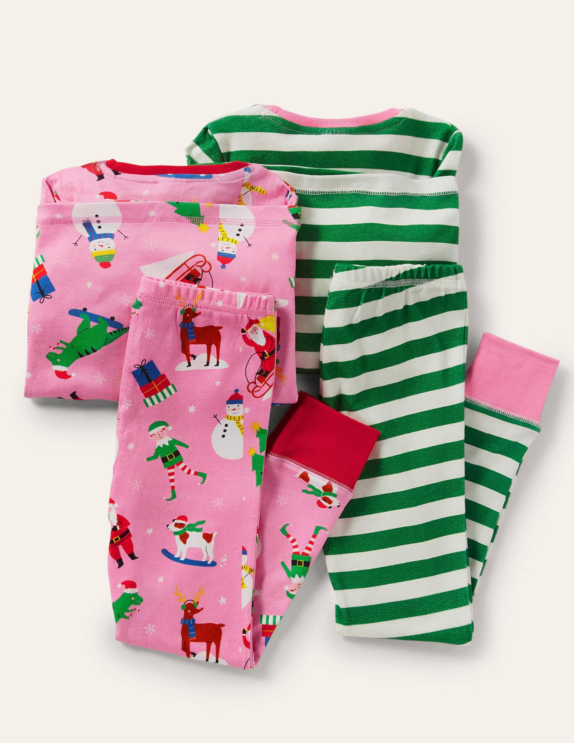 2 pyjamas douillets-Amis festifs rose/vert-2