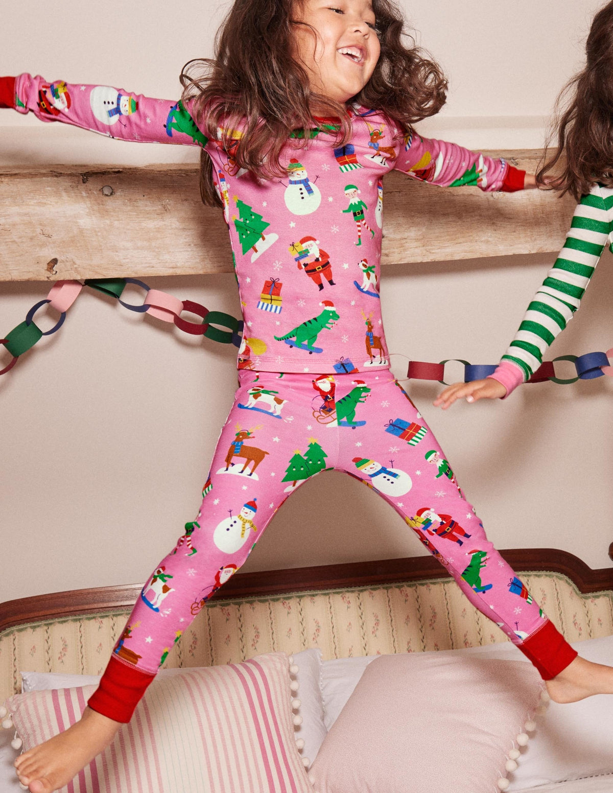 2 pyjamas douillets-Amis festifs rose/vert - Image 4