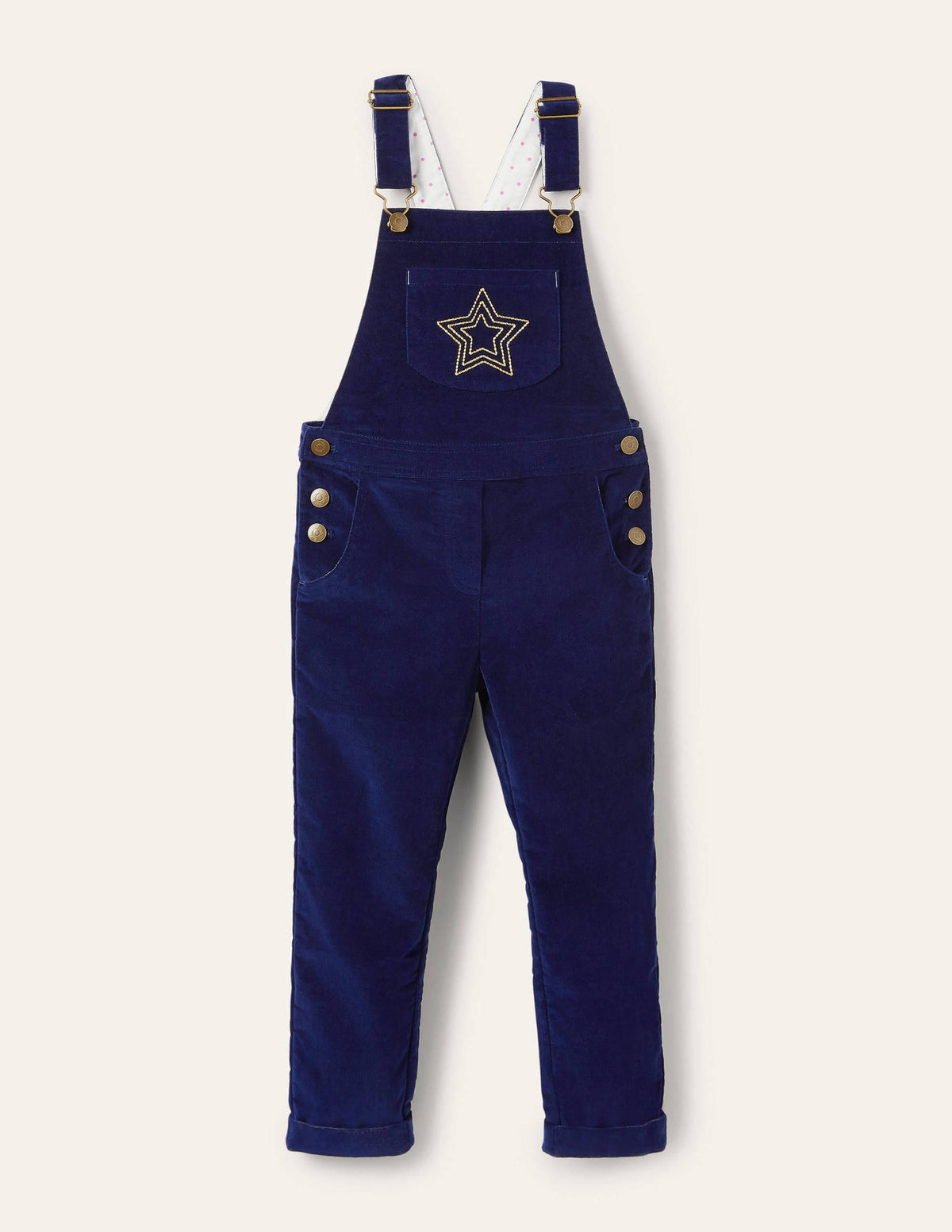 Velvet Dungarees-College Navy-1