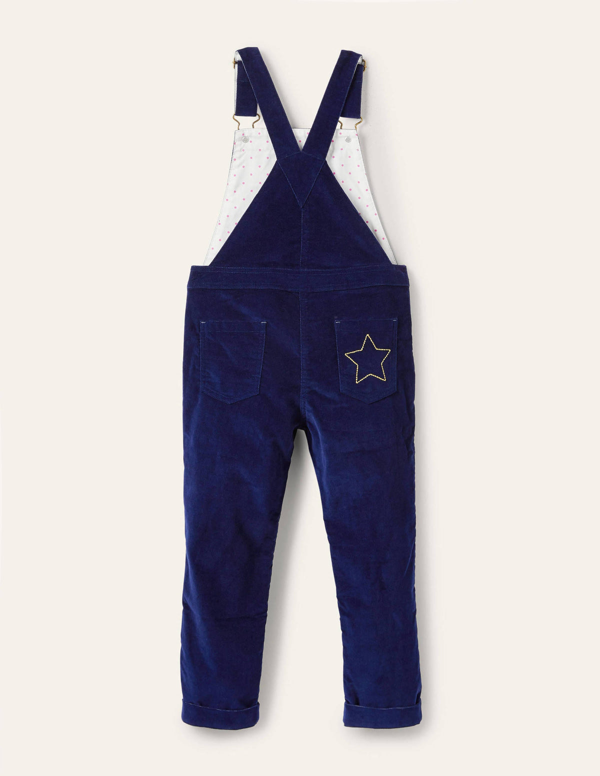 Velvet Dungarees-College Navy-2