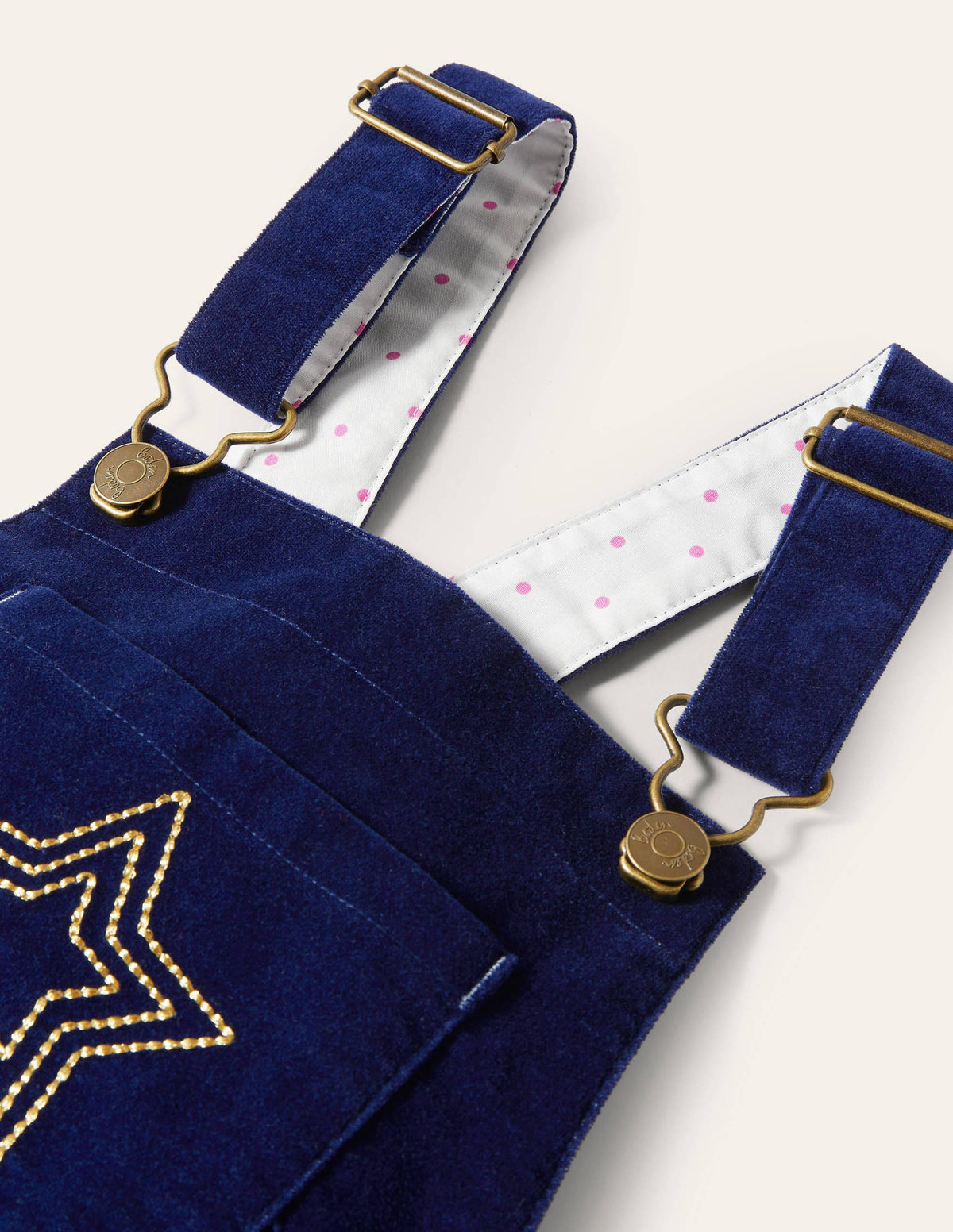 Velvet Dungarees-College Navy-3