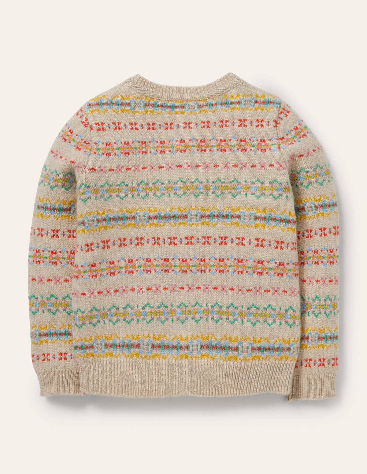 Cardigan en cachemire motif jacquard-Motif jacquard avoine chiné-2