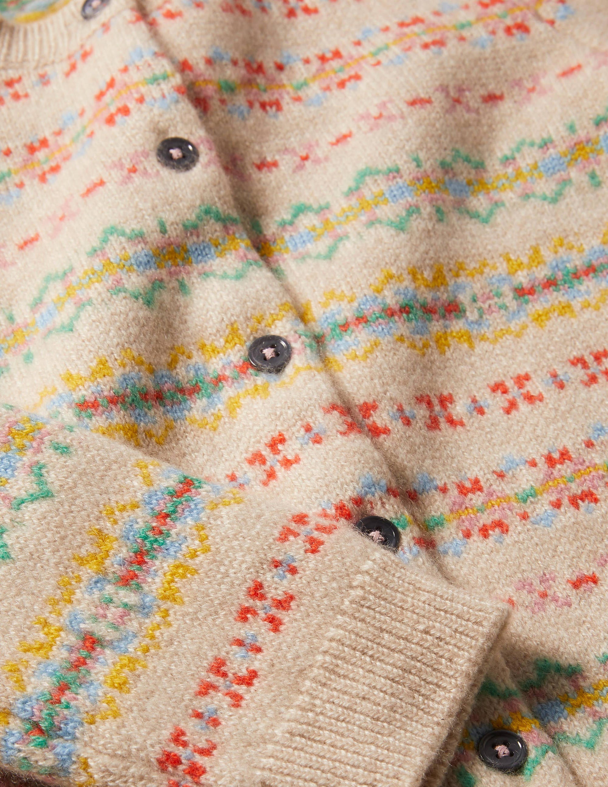 Cardigan en cachemire motif jacquard-Motif jacquard avoine chiné - Image 3