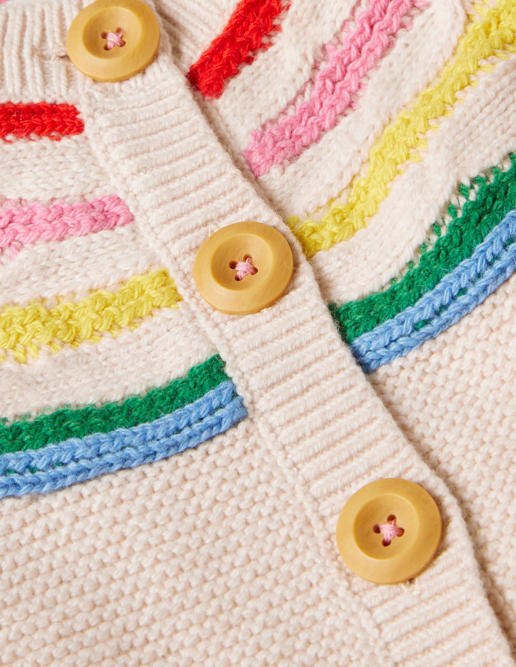 Fröhlicher Cardigan mit Regenbogenpasse-Ecru Meliert - Image 3