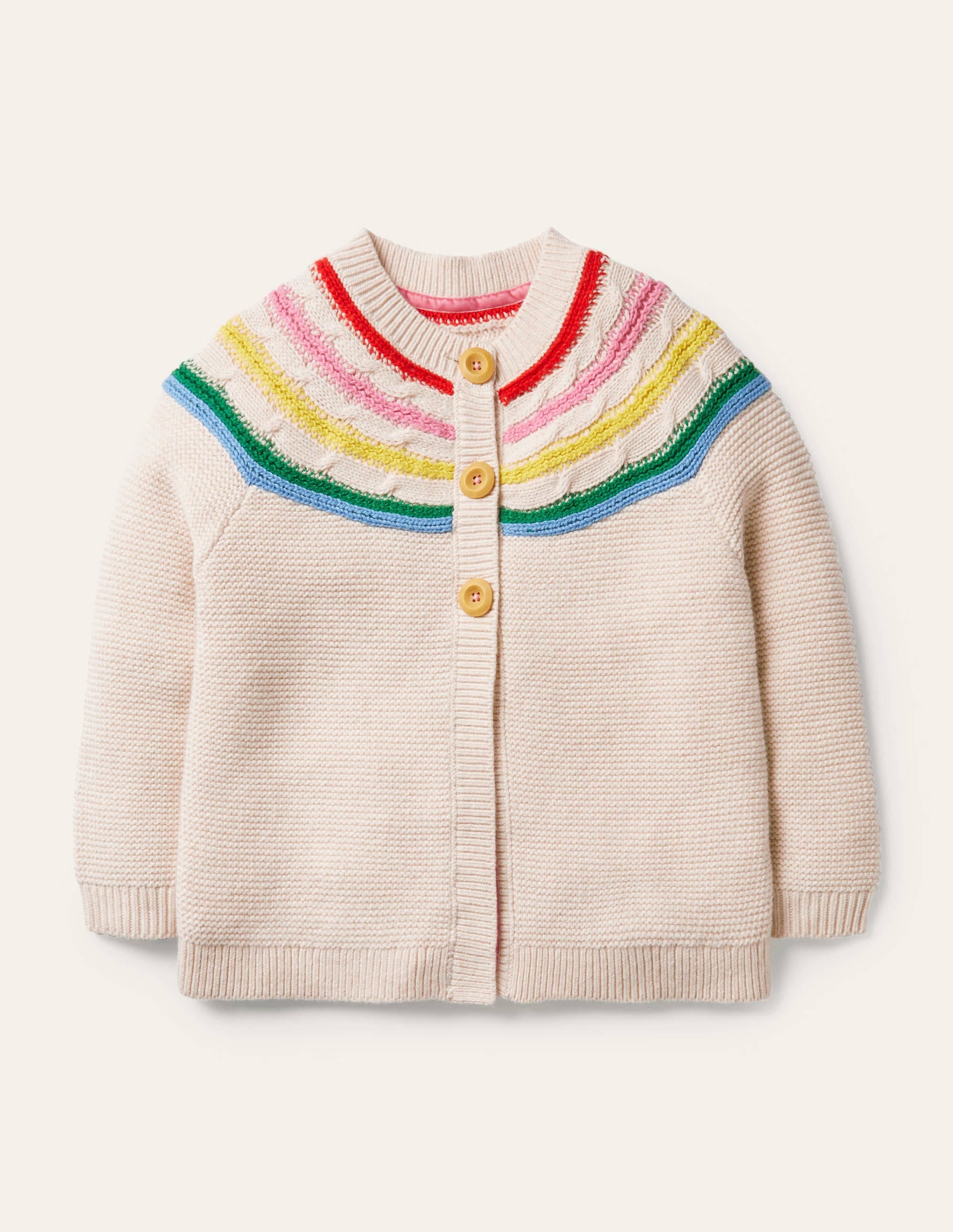 Fröhlicher Cardigan mit Regenbogenpasse-Ecru Meliert - Image 1