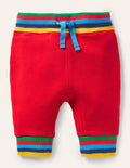 Gerippte Jerseyhose mit Regenbogenstreifen-Rockabilly-Rot