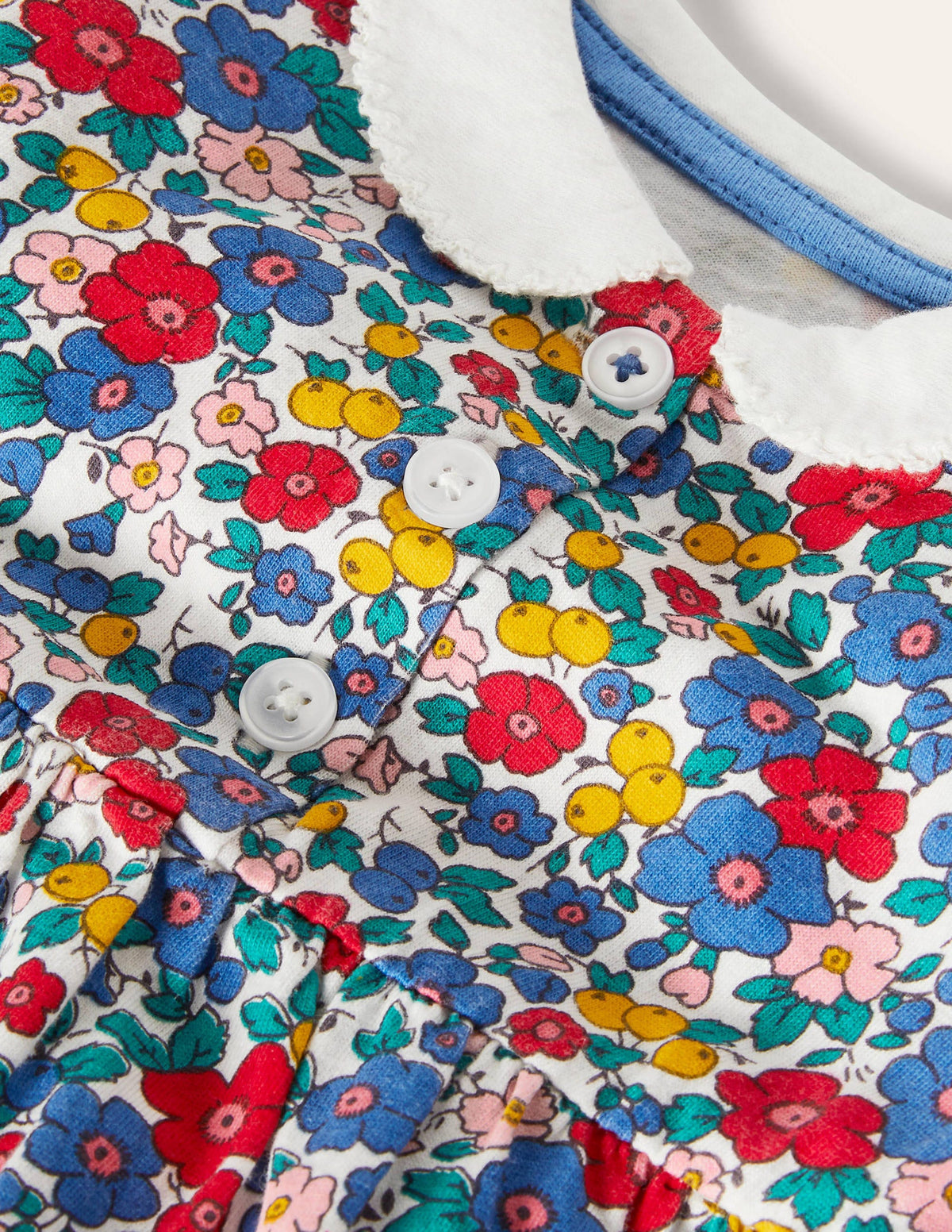 Jerseykleid mit Kragen-Bunt/Himmelblau, Apfelblüte - Image 3