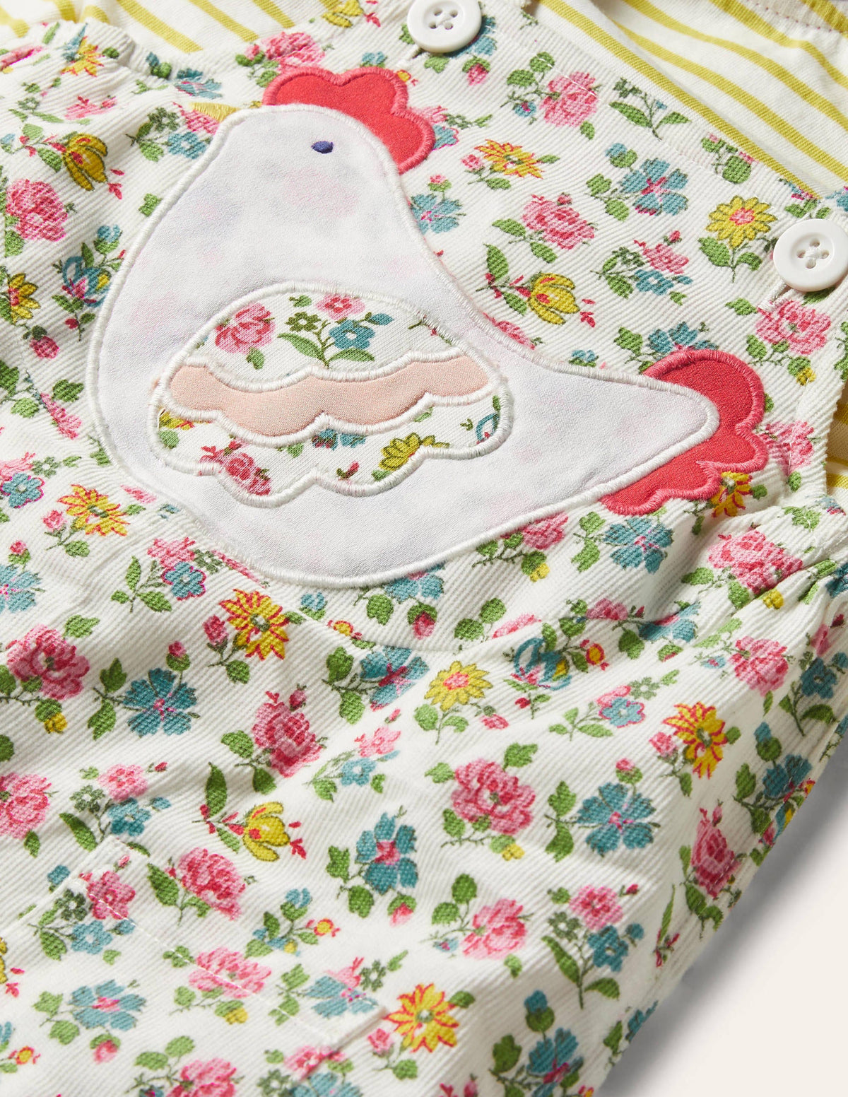 Cord-Latzhosenset-Naturweiß, Patchwork-Blumen-3