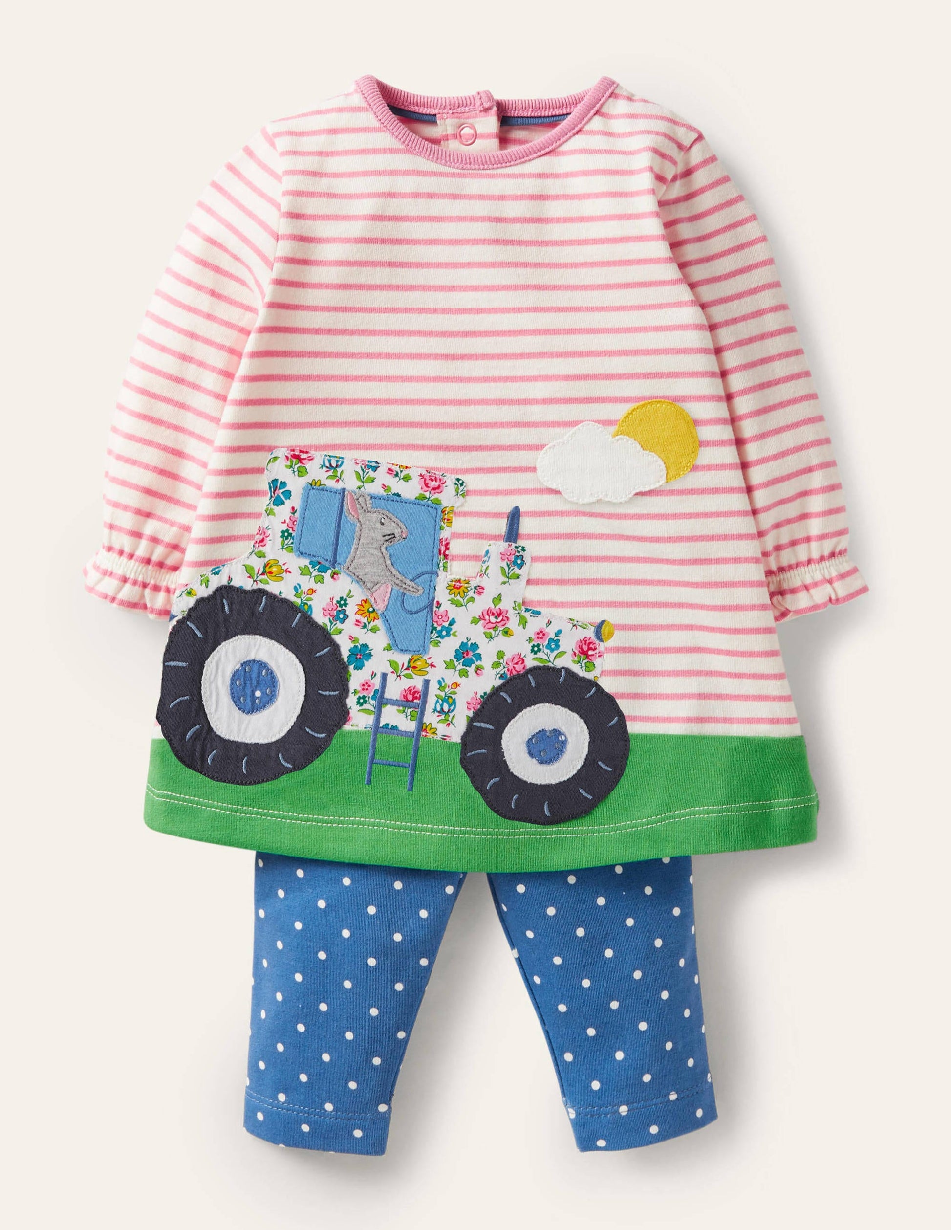 Ensemble avec robe à grand appliqué-Ferme bleu élisabéthain-1