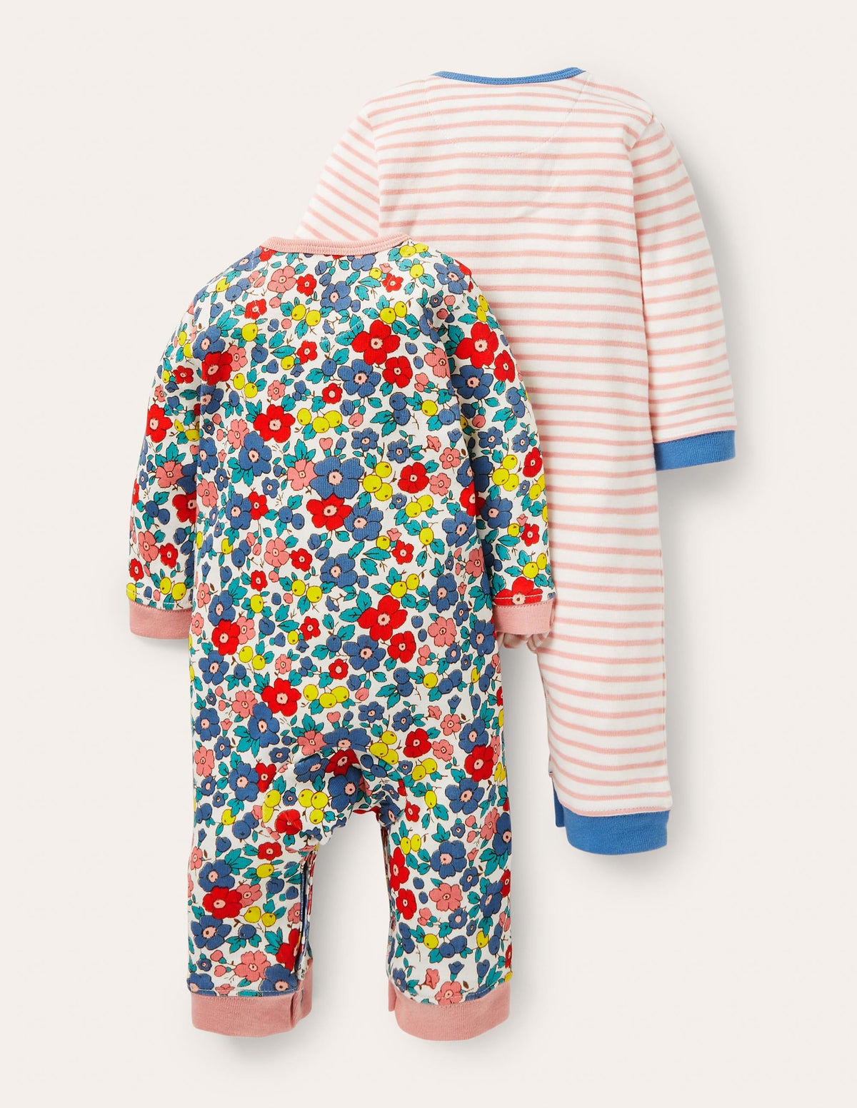 Strampler im 2er-Pack-Bunt/Himmelblau, Apfelblüte-2