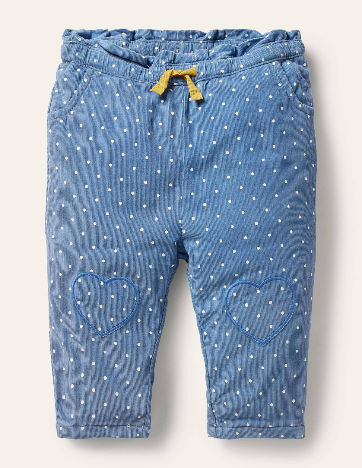 Pantalon à pois en velours côtelé-Bleu élisabéthain-1