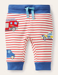 Originelle Hose mit Applikation-Naturweiß/Rockabilly-Rot, Autos