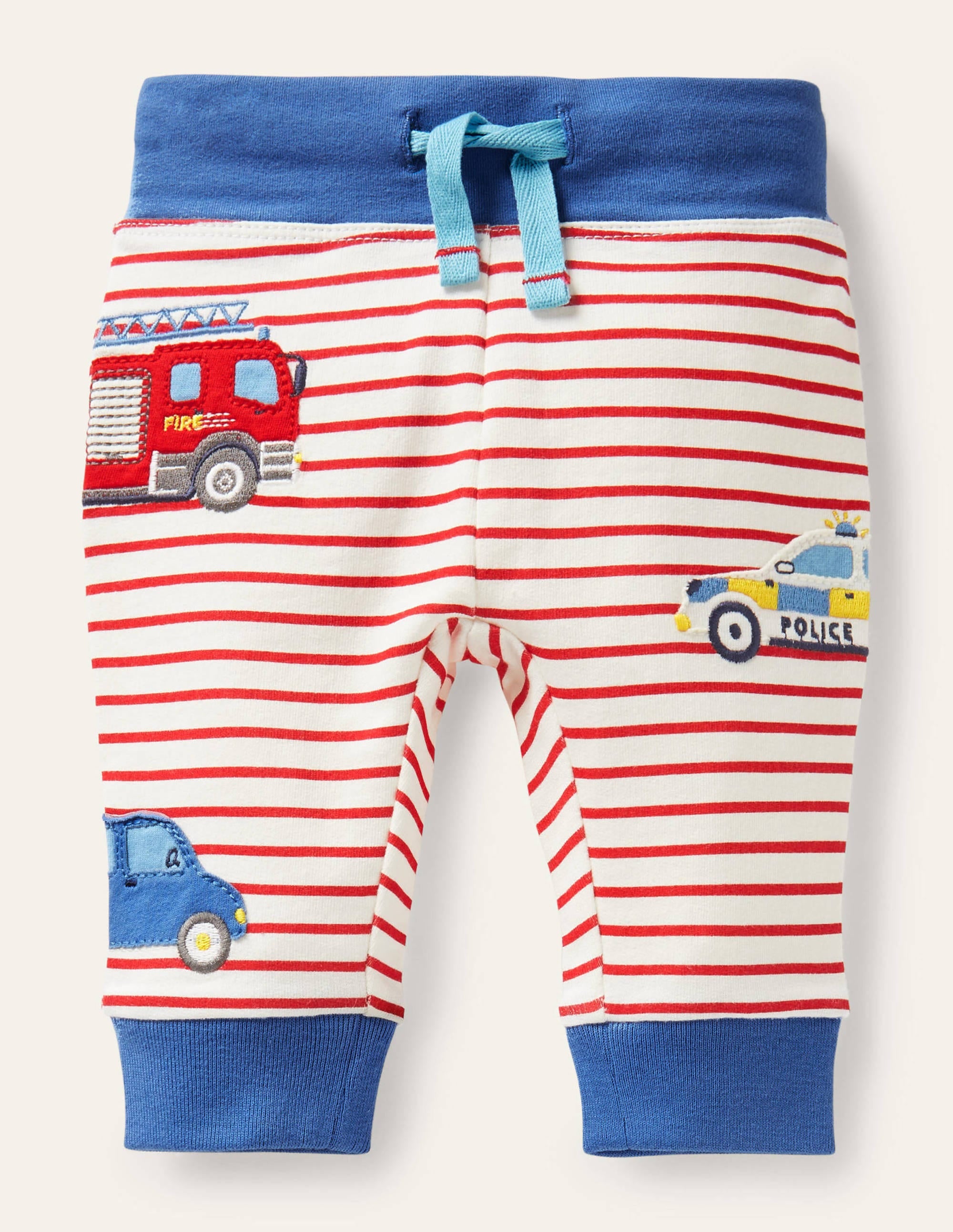 Originelle Hose mit Applikation-Naturweiß/Rockabilly-Rot, Autos - Image 1