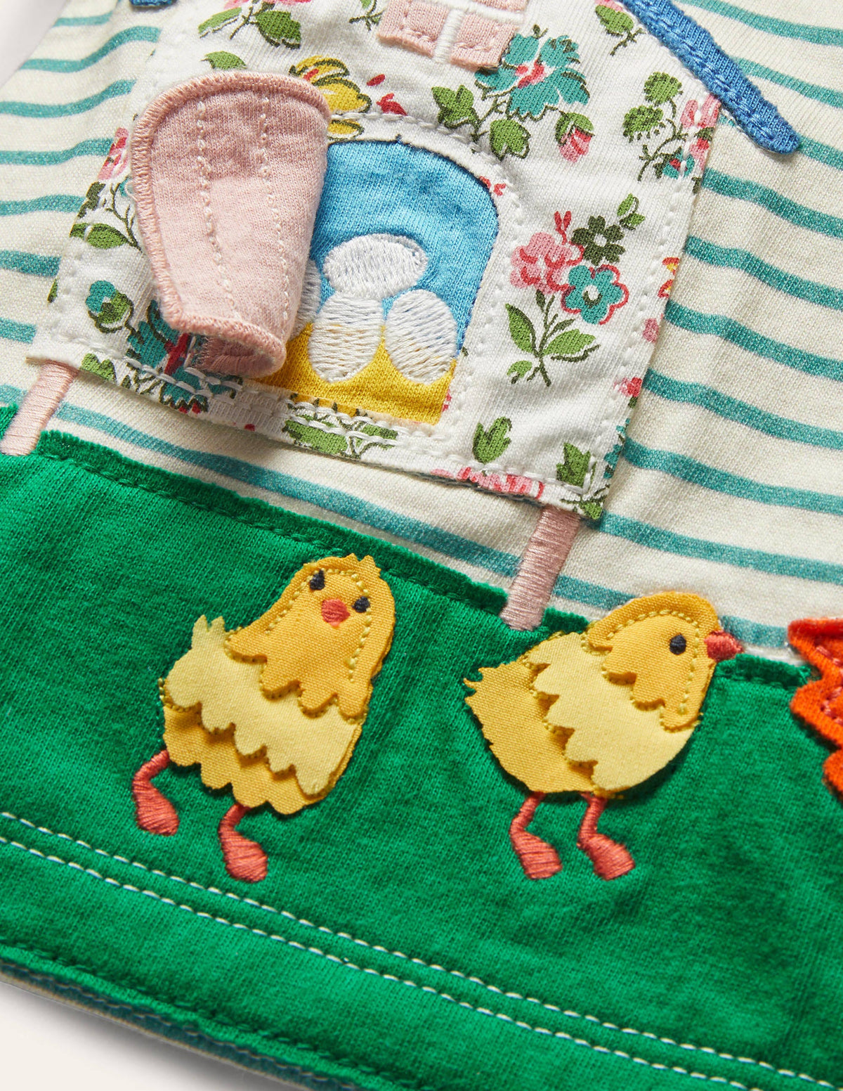 Stripy Lift-the-Flap T-shirt-Ivory/Brook Blue Chickens-3