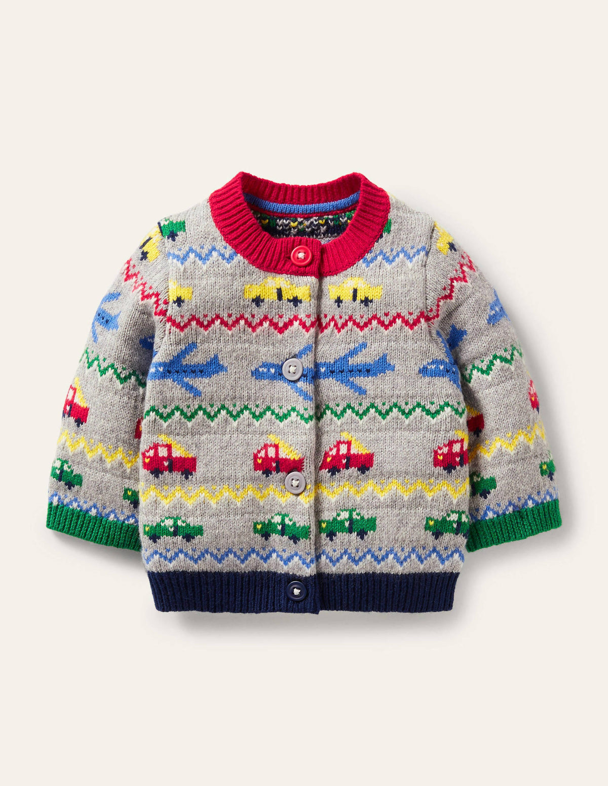 Fair-Isle-Cardigan-Grau Meliert, Fahrzeuge-1