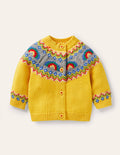 Fair-Isle-Cardigan-Honiggelb, Regenbogen