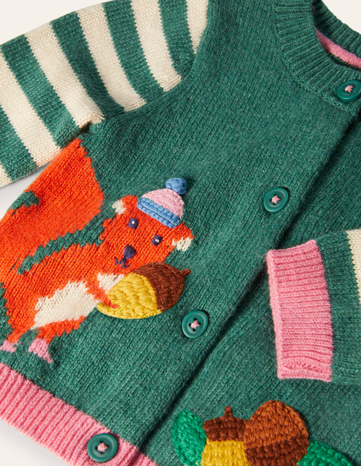 Cardigan mit Tiermotiv-Naturweiß/Sardiniengrün, Eichhörnchen - Image 3