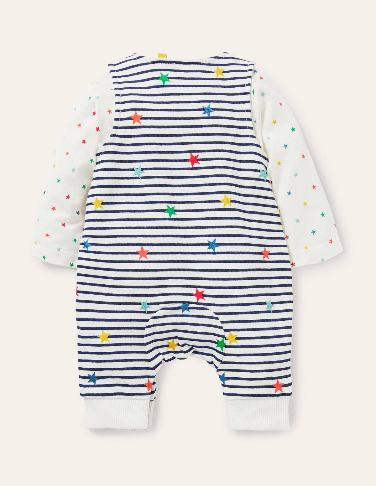 Ensemble bio avec salopette-Rayé étoile multi-2