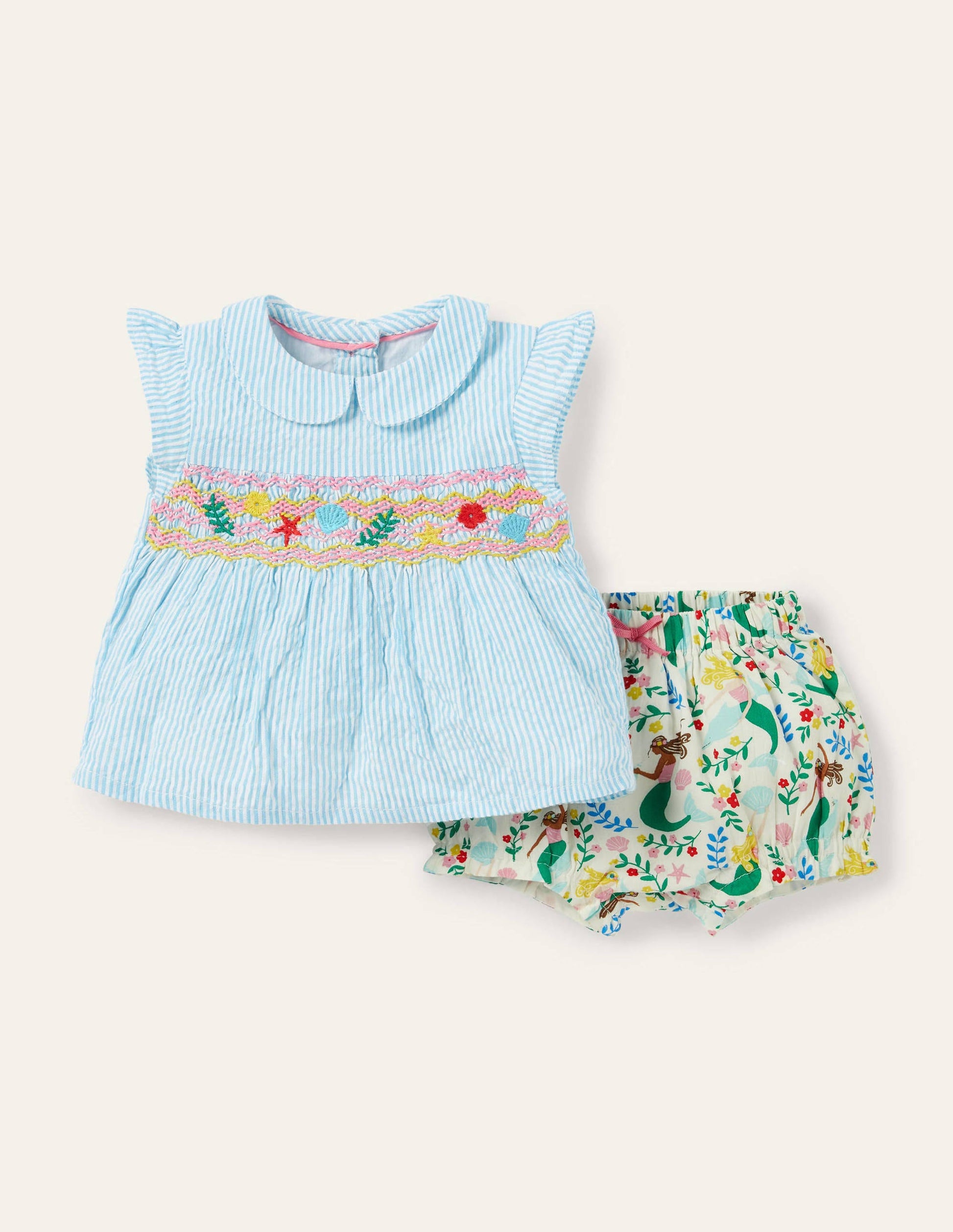 Set mit Webshorts-Naturweiß, Meerjungfrauen-Garten-1