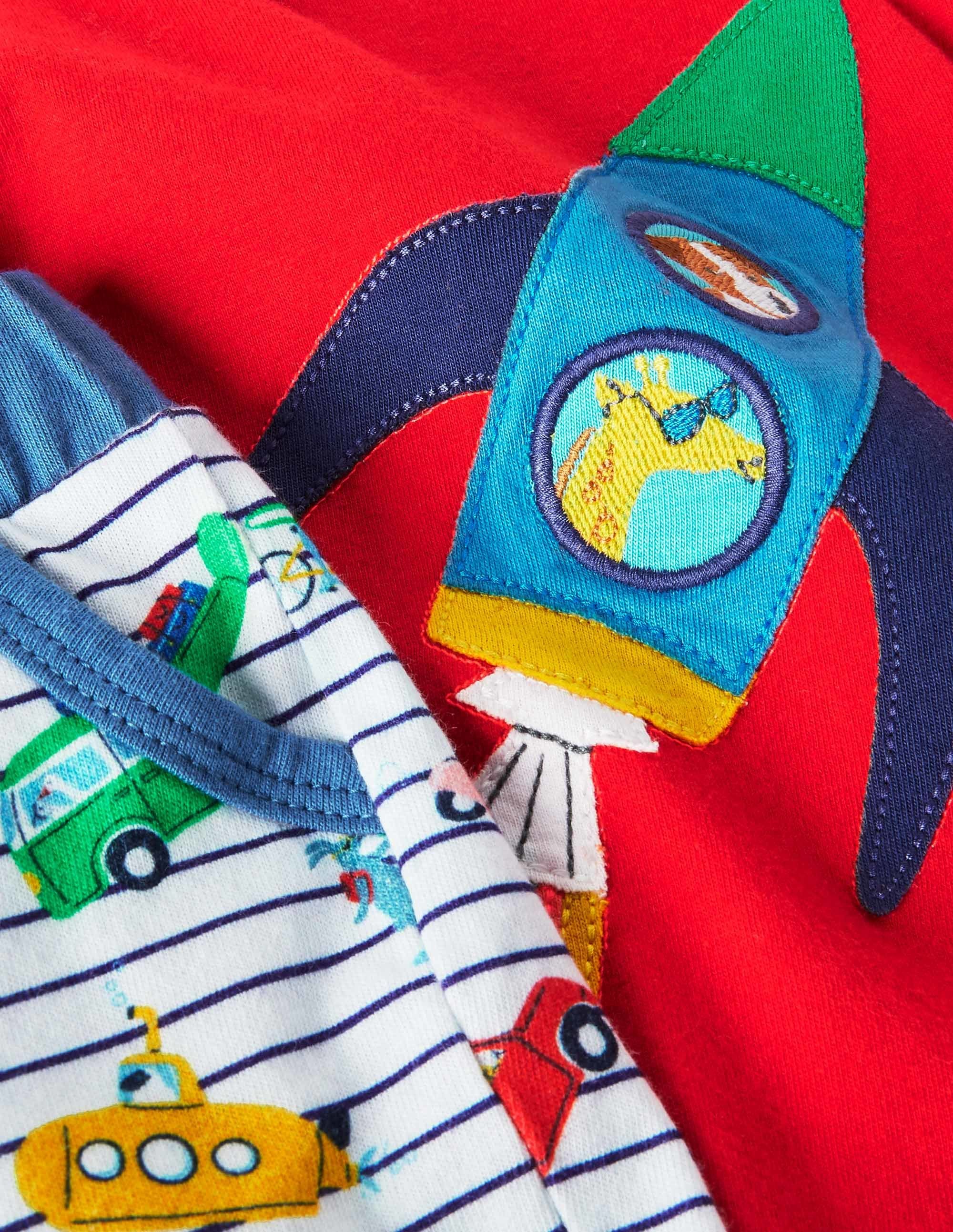 Shorts mit Urlaubsapplikation im Set-Naturweiß/Blau, Tierabenteuer - Image 3