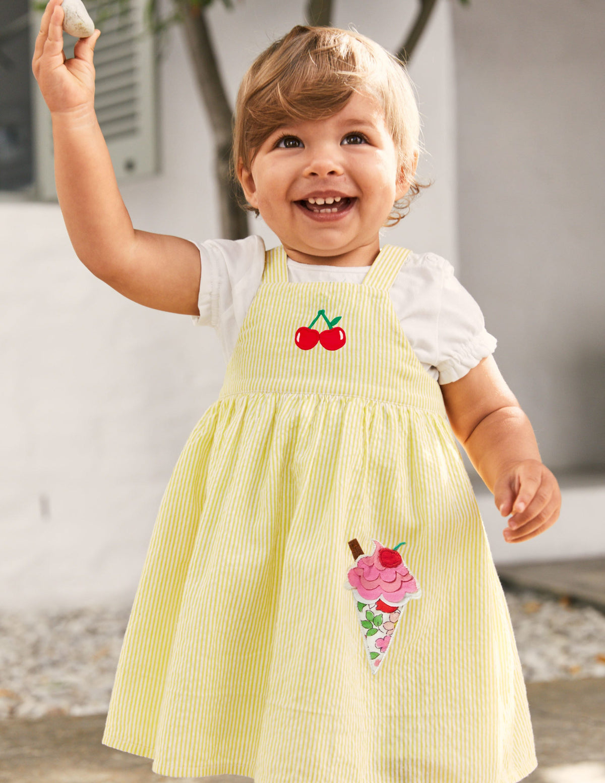 Schürzenkleid mit Eiscrememotiv im Set-Naturweiß/Gelb, Eiscreme - Image 4
