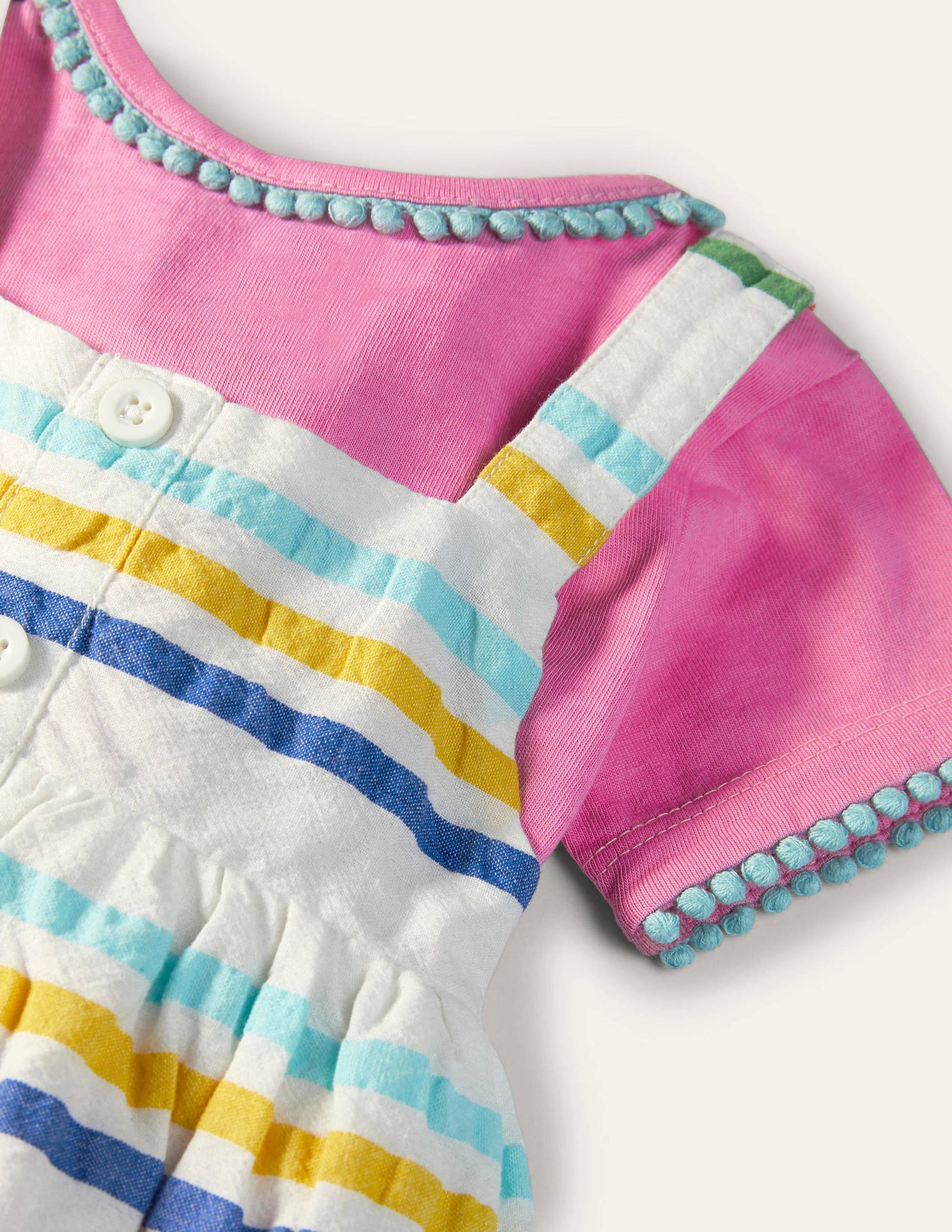 Gestreiftes Web-Schürzenkleid im Set-Bunt, Regenbogenfarben-3