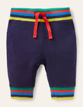 Gerippte Jerseyhose mit Regenbogenstreifen-Segelblau