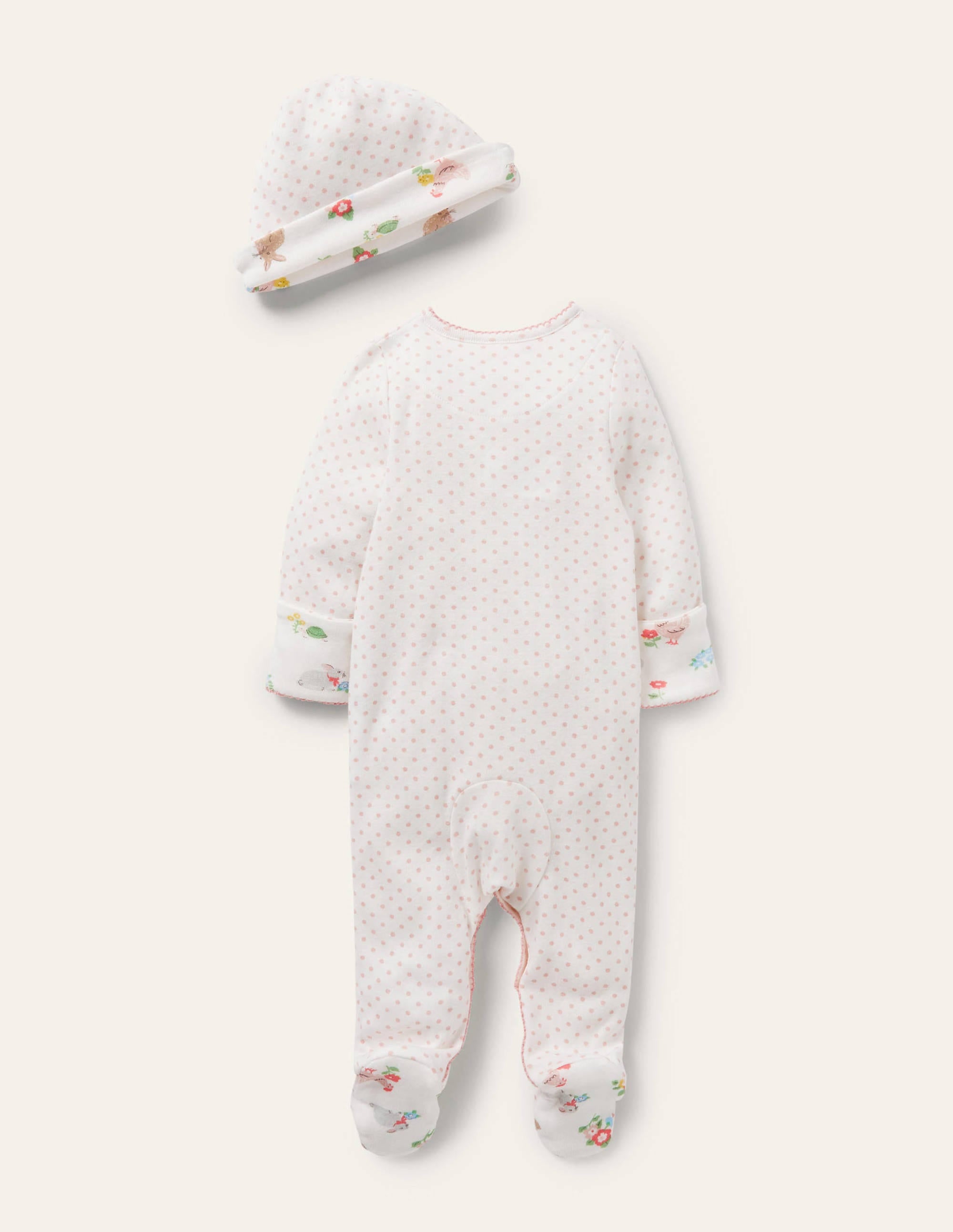 Organic Sleepsuit & Hat Set-Boto Pink Tiny Spot - Image 2
