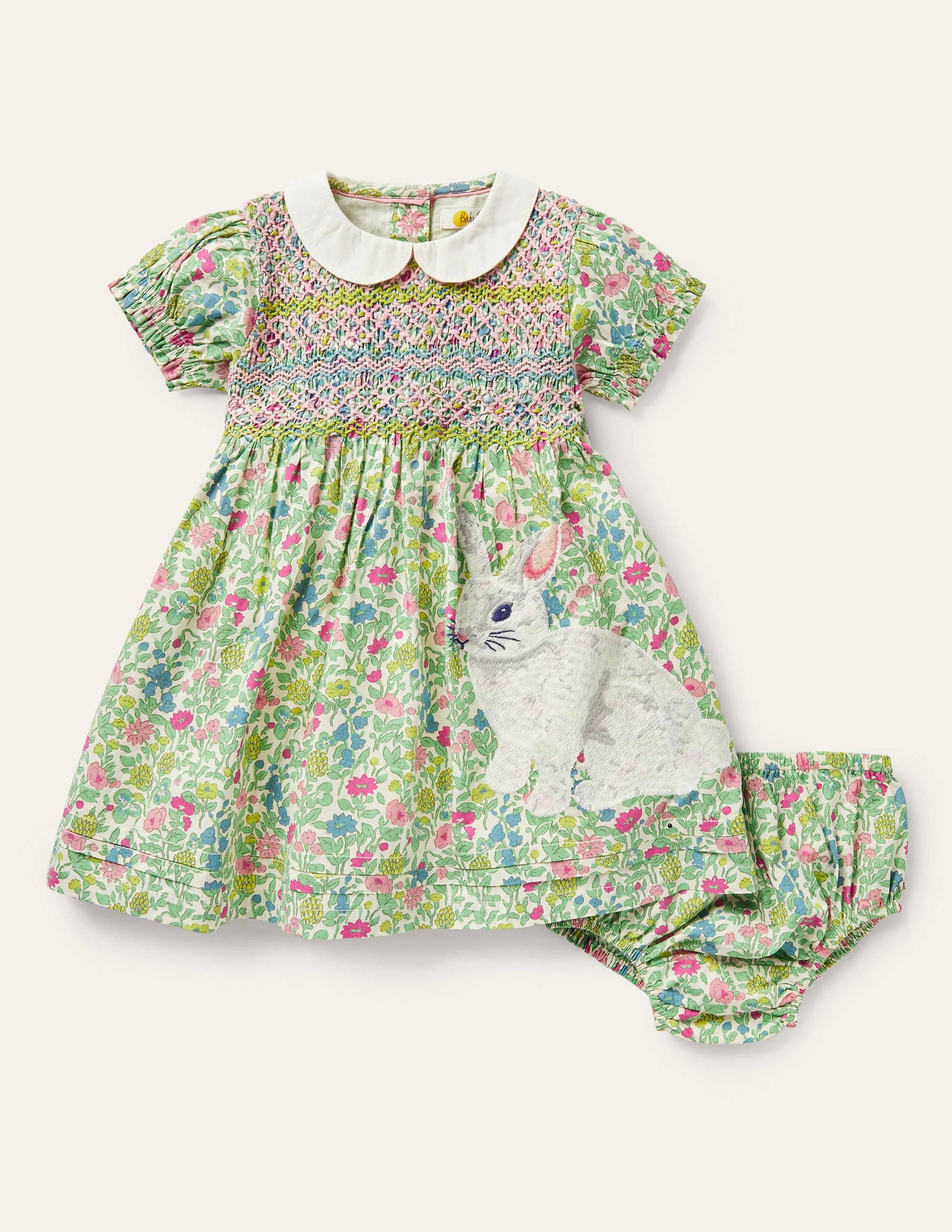 Nostalgisches gewebtes Smokkleid-Bunt, Vintage-Blumenbeet-1