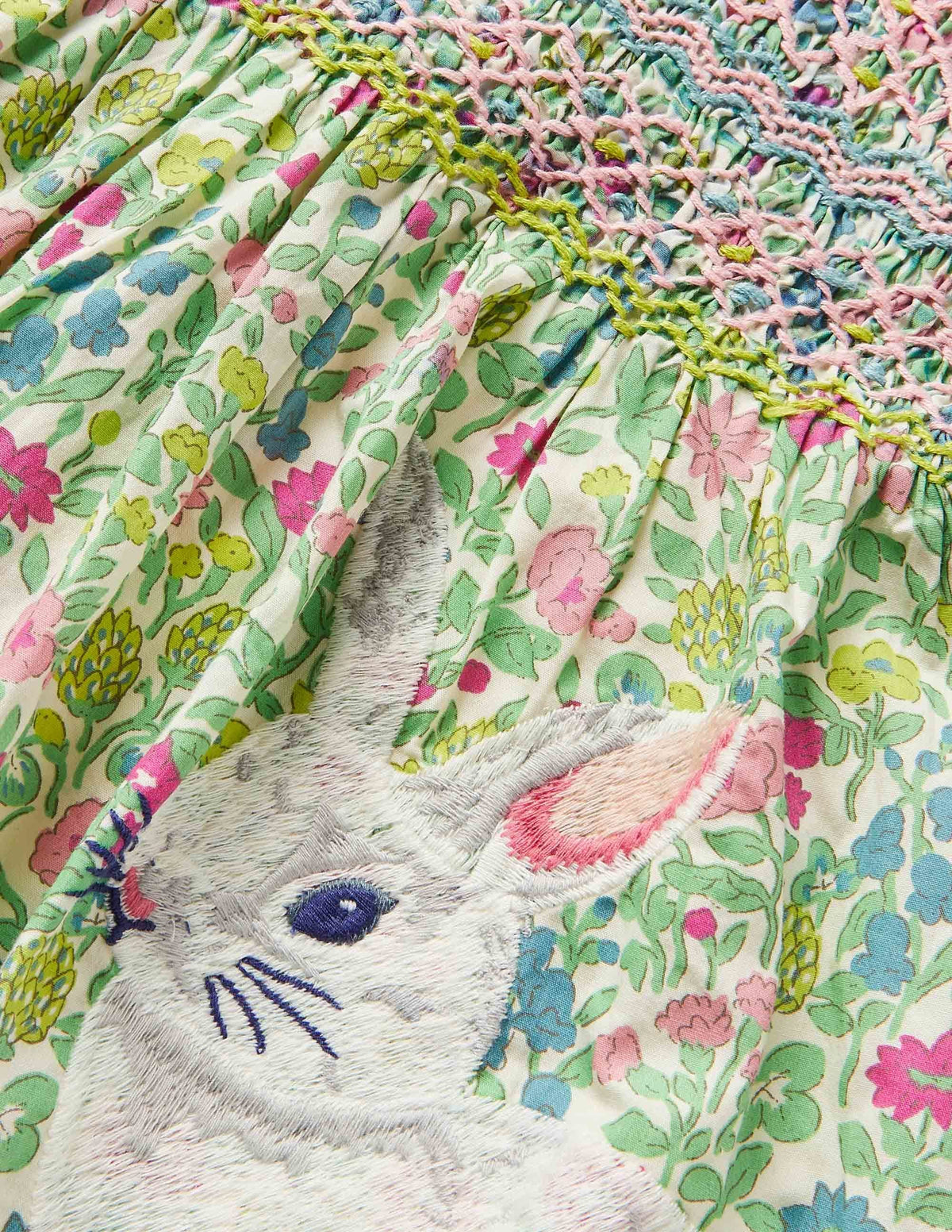 Nostalgisches gewebtes Smokkleid-Bunt, Vintage-Blumenbeet - Image 3