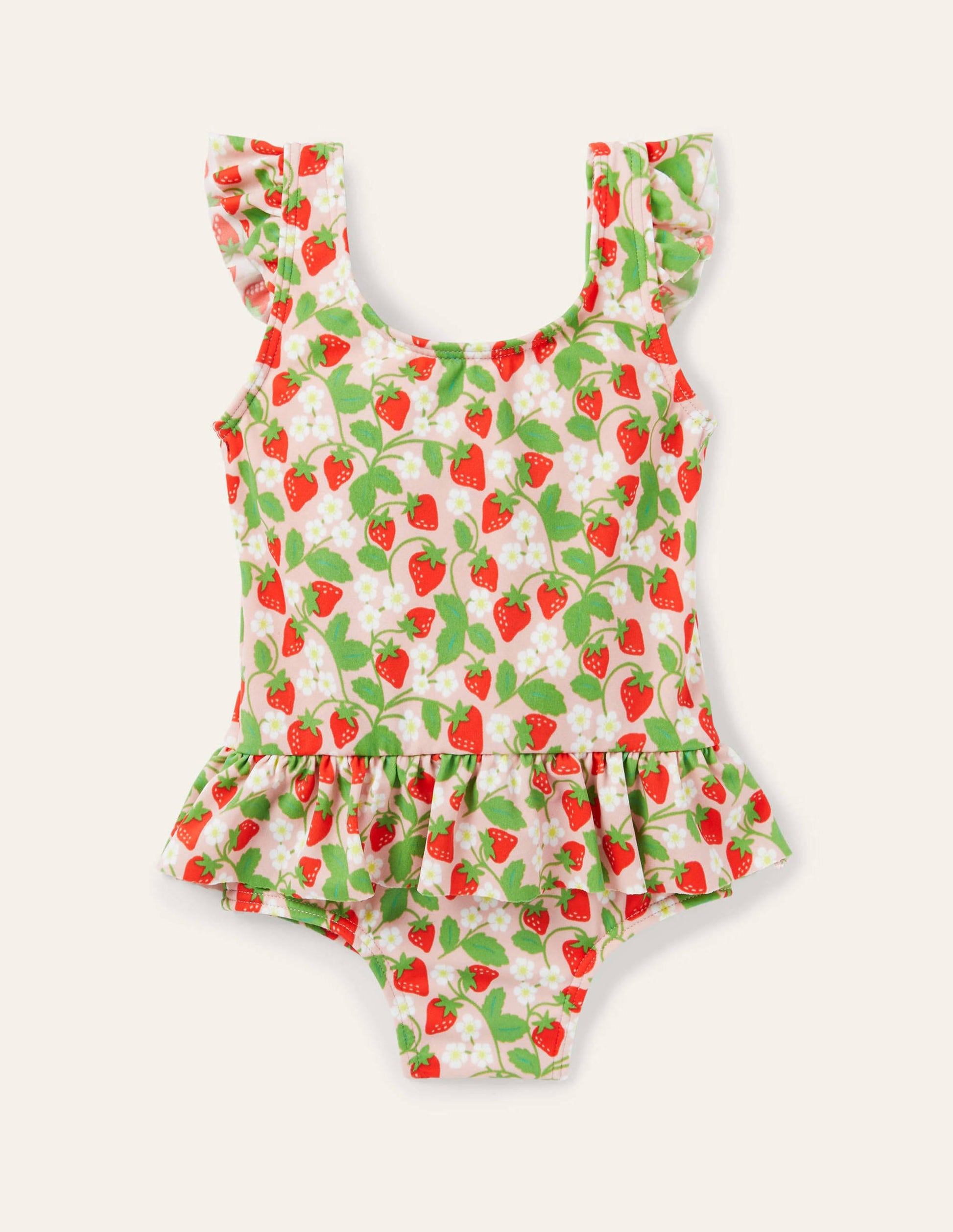 Frill Waist Swimsuit-Boto Pink Ditsy Strawberry-1