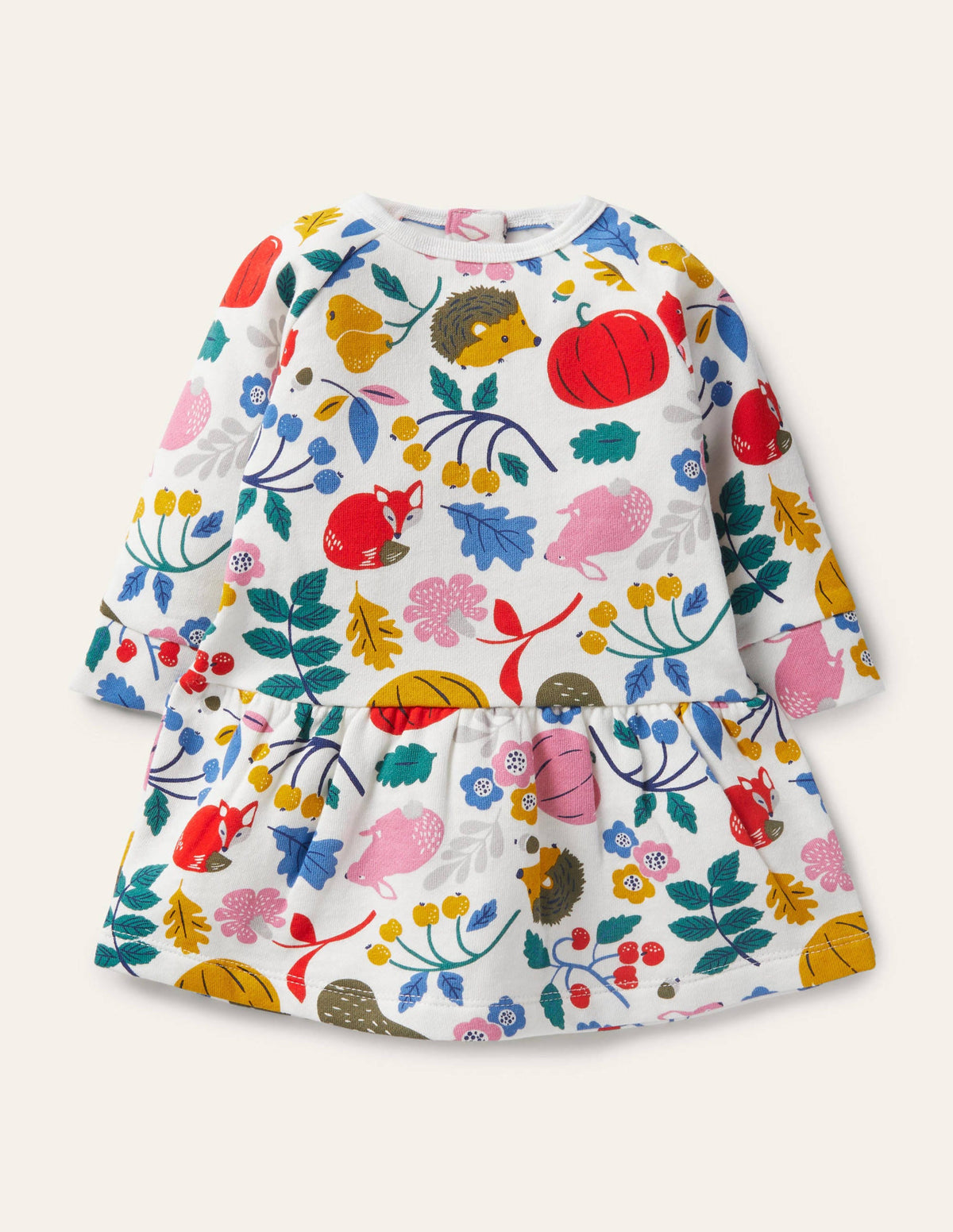 Bequemes Sweatshirt-Kleid-Naturweiß, Waldfreunde - Image 1
